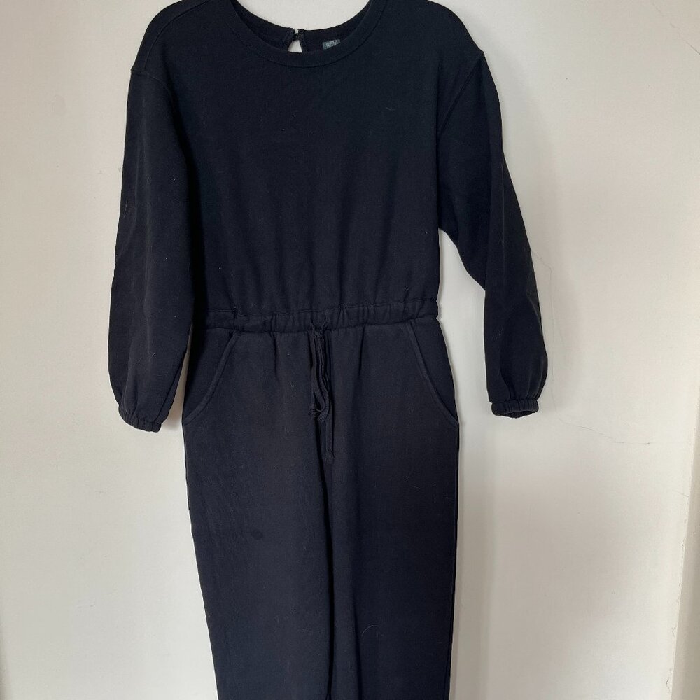 Wild Fable Black Fleece Long Sleeve Jumpsuit